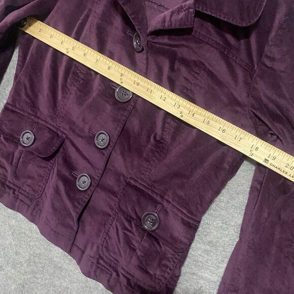 Talbots Velvet Blazer Jacket Sz 8P Purple Fitted Lined Pockets Stretch Classy - Picture 8 of 9